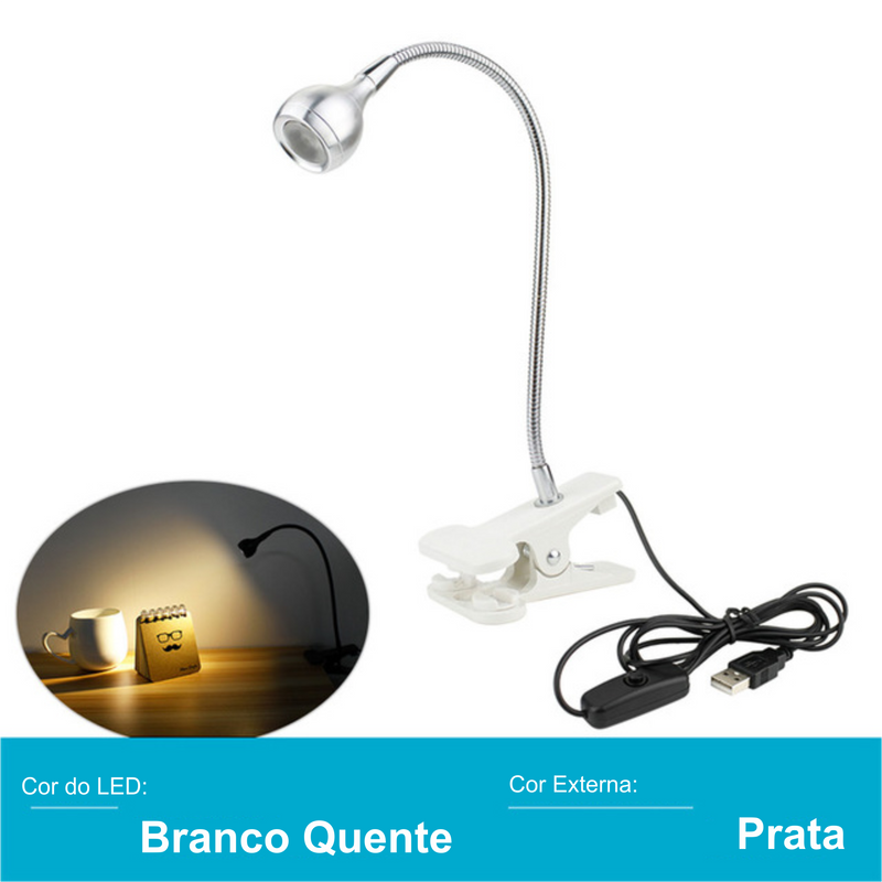 Book Lamp 2.0 - Luminária para Leitura com Clip USB