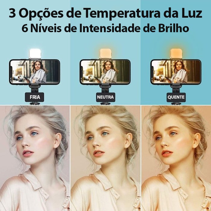 SelfieLamp Luz Integrada Tripé Bluetooth 4 em 1