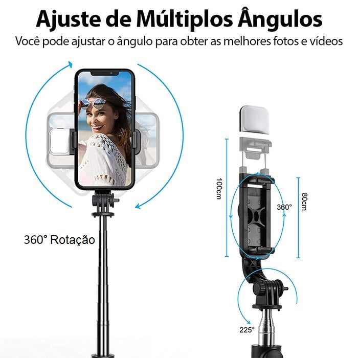 SelfieLamp Luz Integrada Tripé Bluetooth 4 em 1