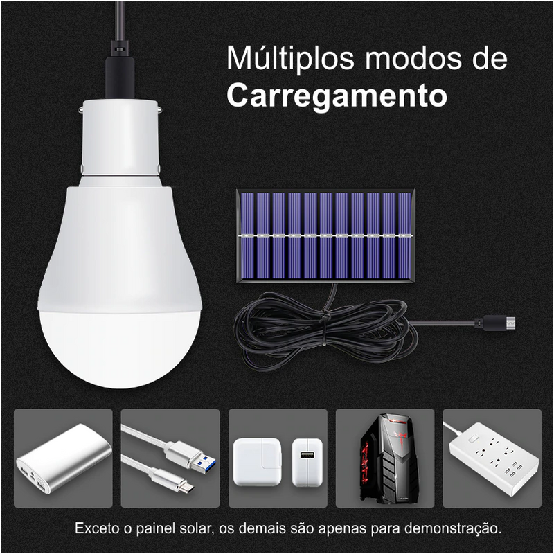 Solar Lamp 15W 250LM USB 5V - Lâmpada Portátil Sem Fio com Energia Solar